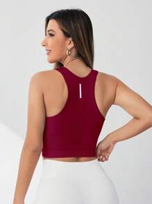 Core Rhythm Áo thể thao nữ co giãn không đường may, thích hợp tập luyện hàng ngày, áo croptop thể thao, áo croptop kiểu racerback, áo croptop thể thao không tay, áo bra thể thao màu đỏ tía, áo croptop thể thao nữ, áo croptop thể thao nữ, áo croptop kiểu racerback. - Màu Đỏ Sâu - Xem 3