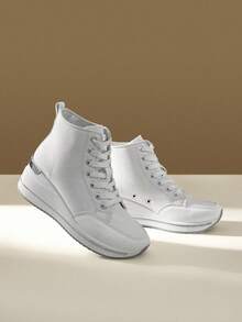 CUCCOO EASI 女士黑色厚底坡跟运动鞋 - 白色 - 查看 3