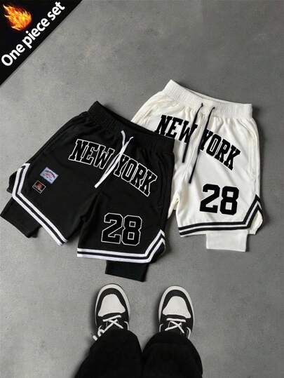 Manfinity Sport Corelite Short de sport pour hommes à taille réglable par cordon et double épaisseur avec imprimé lettrage