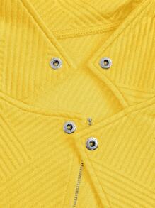 GlowEve Casual Stand Collar Textured Zip-Up Biker Jacket Fall Winter Cloth For Women - Yellow - View 8