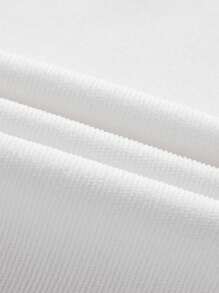 SHEIN X ELOISA & ORSON SHEIN MOD Pantalones rectos de pana blanca con cintura alta, detalles de botones y bolsillos parche