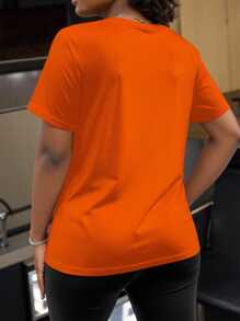 Maweii Plus Size Plain Short Sleeve Round Neck T-Shirt, Simple And Fashionable, Suitable For Summer