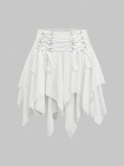 Goth Jupe asymétrique de femme avec nœud œillet, style chic mariage villégiature punk mignon