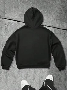 Manfinity EMRG Men's Allover Print Zip Up Hooded Sweatshirt - Black - View 2