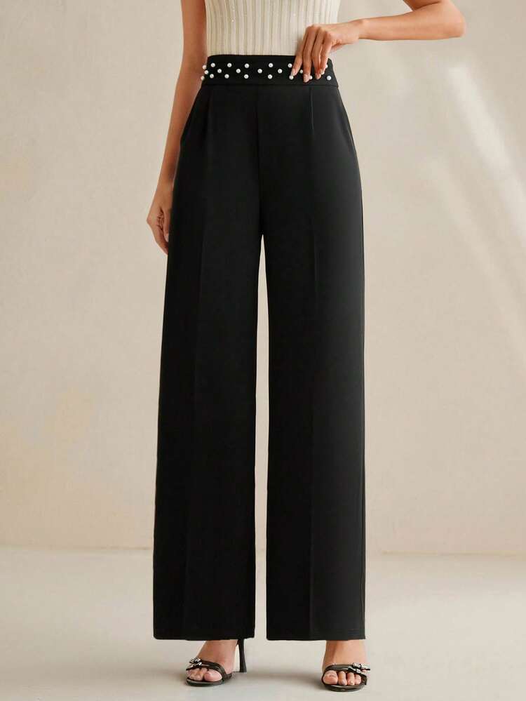 Anewsta Elaire Elegant Urban Casual Heavily Beaded Women's Summer Pants