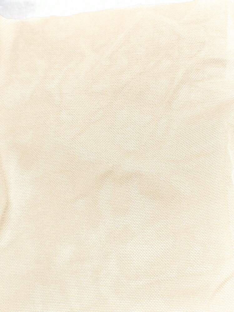 KIZN 闪亮网眼背心 闪亮高领无袖短款上衣 纹理修身节日派对晚会俱乐部服装 Y2K 时尚 - 奶油色 - 查看 7