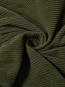 Boho Mama 孕妇装秋季简约纯色灯芯绒宽松落肩翻领口袋环腰带轻便夹克 - 軍綠色 - 查看 7