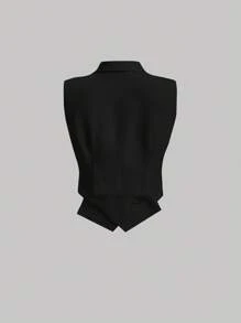 SHEIN MOD Concert Date Night Tops Women's Lapel Double Breasted Vest Suit Jacket In Fall/Winter