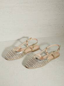 SHUZIA Women's Pointed Toe Comfort Brained Soft PU Slip On Flats - Gold - View 7