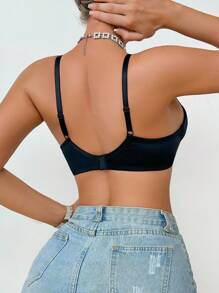 SHEIN 1 Áo ngực nâng ngực không gọng lưới gợi cảm tối giản - màu đen - Xem 2