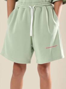 SUMWON 夏季舒适超大童女童短袖上衣和下装宽松休闲街头服饰 - 綠色 - 查看 7