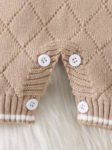 Souflis Souflis 男宝宝毛衣短袖连体衣 有领休闲纯色优雅英伦风时尚可爱适合日常外出秋冬保暖蓝色休闲潮流百搭适合秋冬室内外度假场景 - 卡其色 - 查看 6