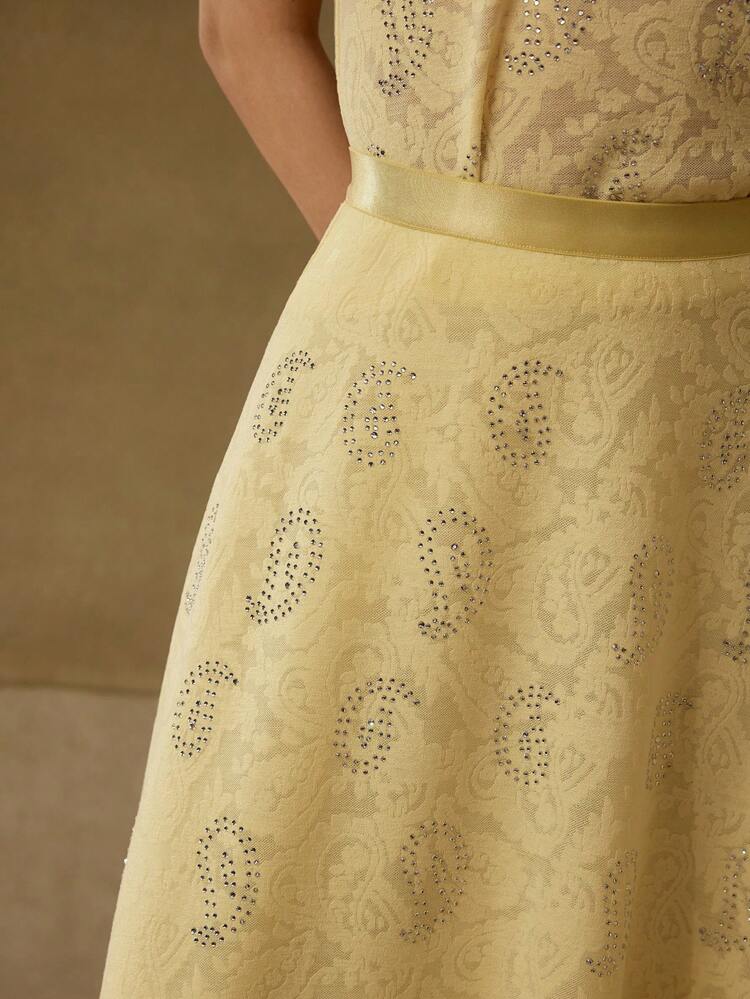 RHINESTONE DETAIL JACQUARD SKIRT