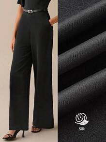 Lilora Salopetă elegantă pentru femei, cu mâneci evazate, în culoare solidă, de vară - Negru - Vizualizare 1