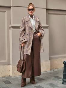 CLARA VERO Women Button Detailed Plaid Long Overcoats - Multicolor - View 4