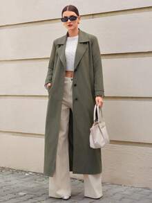 CLARA VERO 女式卡其绿色系带休闲风衣 - 軍綠色 - 查看 5