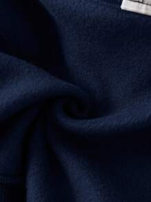 SHEIN 2 件套女婴图案保暖内衬保暖运动衫和裤子套装，适合秋冬季户外和室内穿着