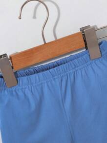 SHEIN 2pcs/Set Baby Boy Fashion Simple Letter Print Tank Top & Shorts Set, Suitable For Outing In Summer - Blue - View 4