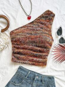 Soleia 女士休闲百搭无袖荷叶边毛绒露背衬衫，适合返校、海滩、婚礼宾客、毕业典礼、早午餐、圣帕特里克节、春假、复活节、音乐节、波西米亚风、热带风、优雅、性感、秋冬 - 棕色 - 查看 5