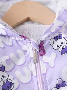 جاكيت هودي كاجوال مطبوعة برسومات كرتونية جميلة للبنات الصغيرات - الأرجواني - مشاهدة 6