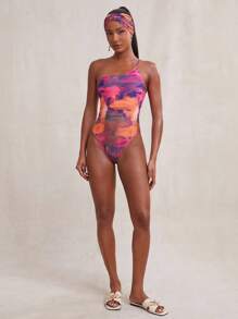 NYA SZN 连体泳衣不对称修身度假套装扭结头带海滩春夏泳装套装女