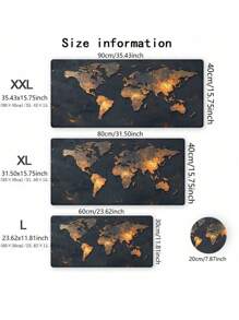 SHEIN 1pc World Map Mouse Pad Metallic Design Desk Mat Office Desk Accessories With Stitched Edge Non-Slip XL Mousepad Rubber Base Keyboard Pad 35.4x15.7 Inch E-Sports Desk Pad For Office Home Gift For Women Back To School - Multicolor - View 2