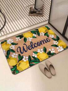 SHEIN 1 件柠檬迎宾门垫，19.7x31.5 英寸/50x80 厘米，超强吸水硅藻泥浴垫，防滑速干地毯，适用于客厅、卧室、浴室、厨房、阳台、露台、洗衣房、房车、入口通道、创意脚垫家居装饰、情人节礼物
