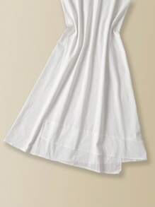 EMERY ROSE Vestido de verano sin mangas de algodón informal con cuello redondo y corte evasé en color blanco