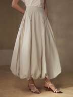 ZIPPER SIDE FOLD PLEATED PUFF SKIRT