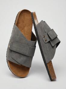 SHUZIA Men's Comfortable Arch Support Adjustable Strap Cork Footbed Sandals - Dark Grey - View 1