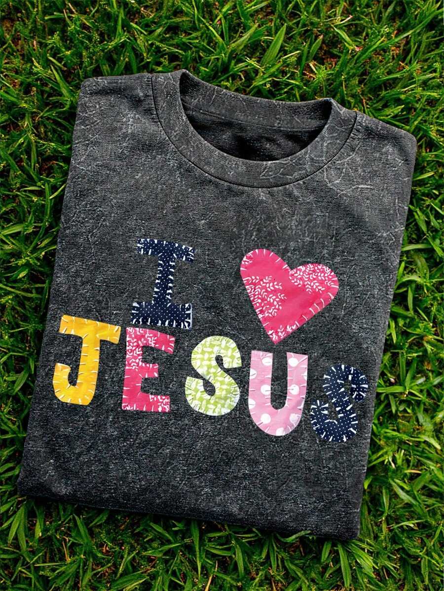 Heart & Letter Graphic Tee - Black - View 1