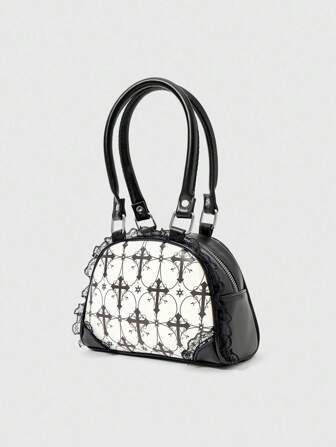 Goth Borsa a tracolla/bowling casual da donna con design a croce