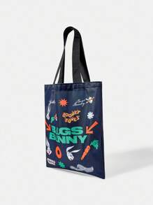 LOONEY TUNES X SHEIN 女士多功能卡通字母图案可爱便捷手提包