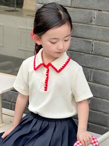 Dazy Kids 适合秋季穿着的女童T恤 - 杏色 - 查看 2