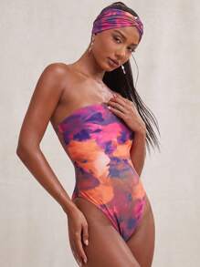 NYA SZN 连体泳衣不对称修身度假套装扭结头带海滩春夏泳装套装女