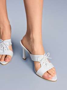 CUCCOO GRLICON Women's White Stiletto High Heel Strap Sandals - White - View 1