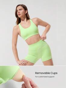 GLOWMODE Áo ngực thể thao tập gym FeatherFit™ Crossover Strap - màu xanh lá - Xem 2