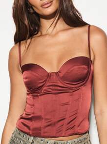 KIZN Áo corset bó Satin Chi tiết xương quai có thể điều chỉnh Tiệc tối Câu lạc bộ Đêm ra ngoài Phòng ngủ Thời trang Mùa lễ hội Ngày lễ Dịp đặc biệt Tuyên bố - Đỏ - Xem 1