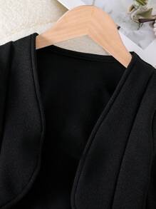 SHEIN Girl's Casual Solid Color Long Sleeve Jacket Girls Black Bolero Jacket Fall Winter