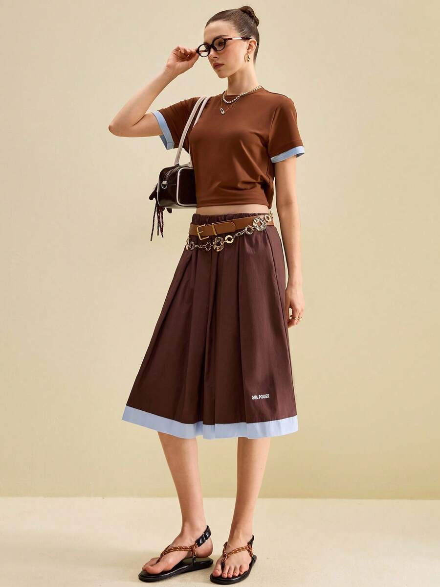 SHEIN Unity 2025 秋季新款 Y2K 复古花卉印花低腰休闲裙，适合音乐节、街头服饰、办公室、约会、派对、机场、返校、秋季 - 彩色 - 查看 1