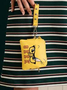 LOONEY TUNES X SHEIN Women's Fashion Personalized Minimalist Cool Streetwear Yellow Print Rivet Handbag, Shoulder Bag, Small Crossbody Bag (3-In-1 Style) - Yellow - View 2