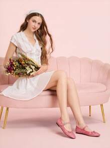 CUCCOO DOLLMOD Giày bệt Mary Jane mới có khóa nơ đỏ ngọt ngào đáng yêu dành cho nữ - Đỏ - Xem 10