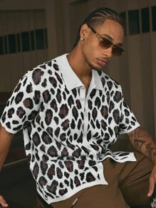 AXEPEAK 时尚街头潮流男士宽松短袖针织衬衫 - 彩色 - 查看 3