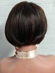 短直鲍勃精灵短发人发假发 #2 深巧克力色 13x4x1 蕾丝前部自然发际线预拔侧分蕾丝前部 150% 密度人发假发适合女性日常使用