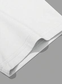 Manfinity LEGND 男士休闲字母印花圆领短袖T恤，夏季 - 白色 - 查看 5