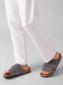 SHUZIA Men's Comfortable Arch Support Adjustable Strap Cork Footbed Sandals - Dark Grey - View 7