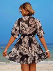 Swim Lushoire 女士热带印花罩衫 - 黑色 - 查看 2