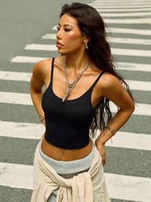 Slayform Summer Solid Color Back Split Short Sleeve Sports T-Shirtworkout Tank Top - Black - View 7