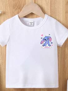 年轻女孩休闲卡通印花基本款短袖T恤，夏季