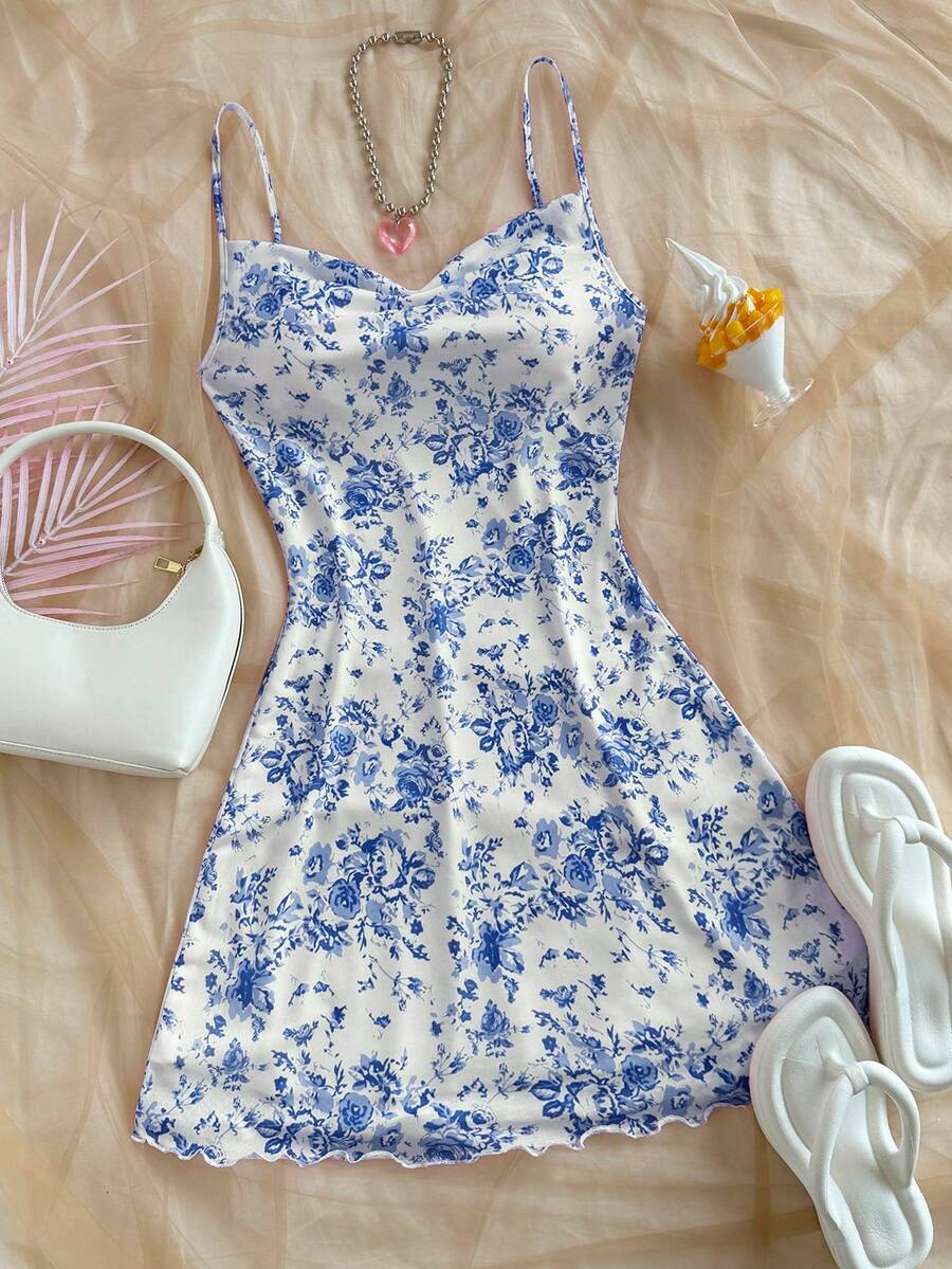 Soleia Vacation Draped Neck Cami Dress,Summer Dresses For Women,Pastel Dresses For Women